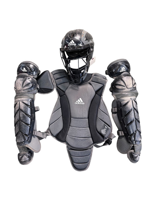 Vist Large View of Product Image Which is Used Adidas ADIDAS TRIPLE STRIPE CATCHERS SET Catchers Chest Protector Black Youth