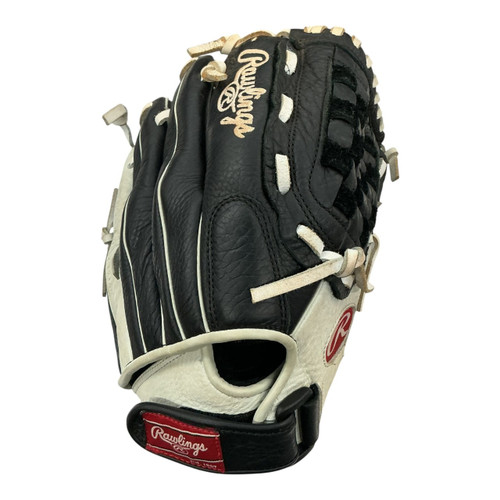Vist Large View of Product Image Which is Used Rawlings SHUT OUT RSO115BW RH Throw Fastpitch Gloves Black 11 1/2"