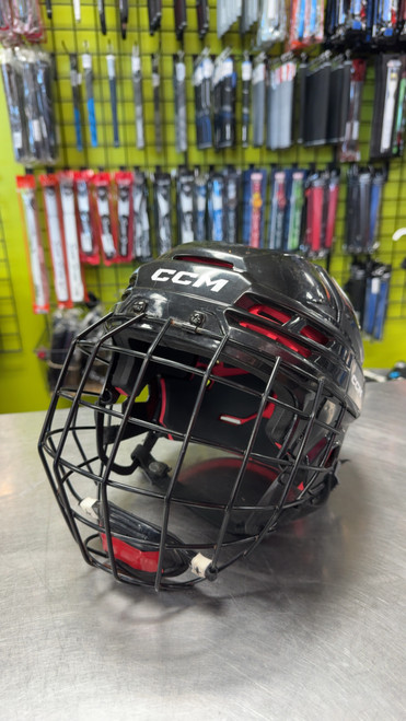 Vist Large View of Product Image Which is Used CCM TACKS 70 Helmet Cage Combo Black MD