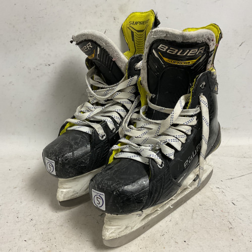 Vist Large View of Product Image Which is Used Bauer SUPREME M4 Intermediate Hockey Skate White/Black/Yellow Intermediate 5.0