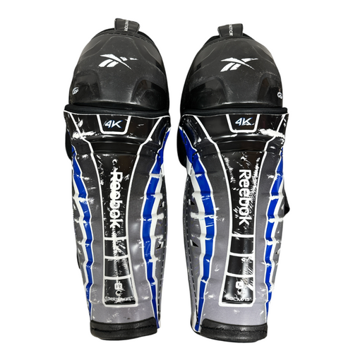 Vist Large View of Product Image Which is Used Reebok 4K Senior Hockey Shin Guards Royal Blue 15"