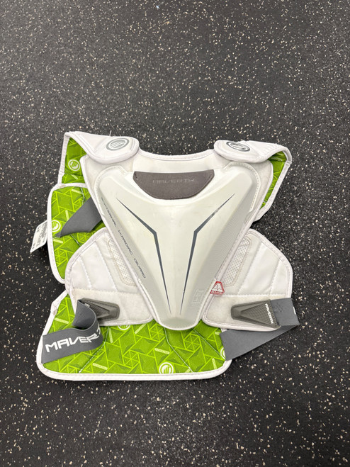 Vist Large View of Product Image Which is Used Maverik M5 EKG SHOULDER PADS Lacrosse Shoulder Pads White MD