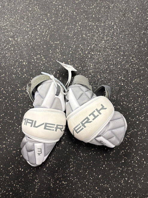 Vist Large View of Product Image Which is Used Maverik MX ELBOW PADS Lacrosse Arm Pads/Guards Grey LG