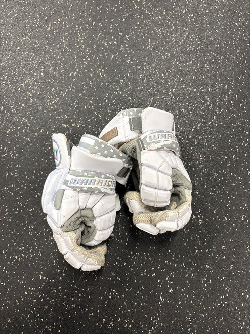 Vist Large View of Product Image Which is Used Warrior BURN XP Lacrosse Gloves Mens White MD
