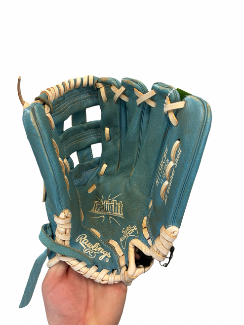 Vist Large View of Product Image Which is Used Rawlings HIGHLIGHT BB/SB Glove RH Throw Royal Blue 11 1/2"