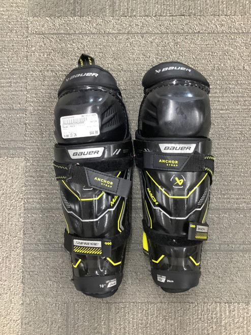 Vist Large View of Product Image Which is Used Bauer MACH Youth Shin Guards Black 10"