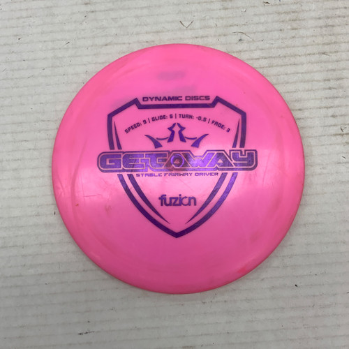 Vist Large View of Product Image Which is Used Dynamic Discs FUZION GETAWAY Disc Golf Driver Pink 171g