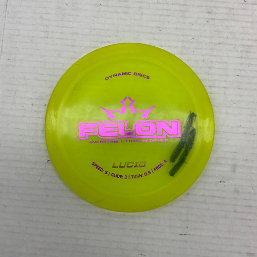 Vist Large View of Product Image Which is Used Dynamic Discs LUCID FELON Disc Golf Driver Yellow 174g