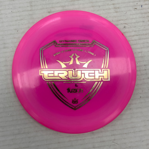 Vist Large View of Product Image Which is Used Dynamic Discs FUZION TRUTH Disc Golf Mid Range Pink 171g