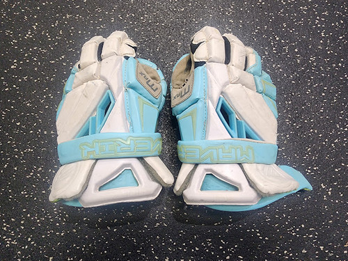 Vist Large View of Product Image Which is Used Maverik MAX Lacrosse Gloves Mens Carolina Blue 13"