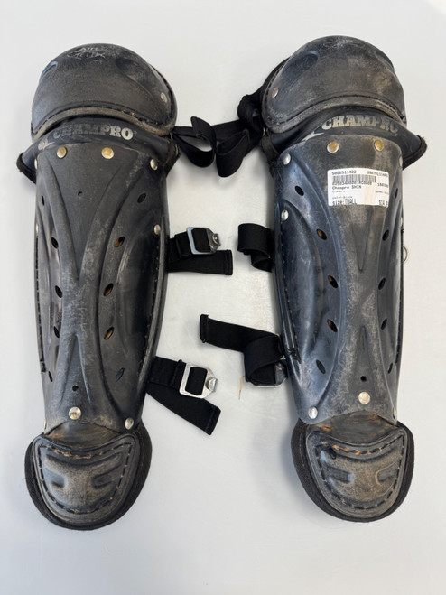 Vist Large View of Product Image Which is Used Champro SHIN Catchers Leg Guards Black T-Ball