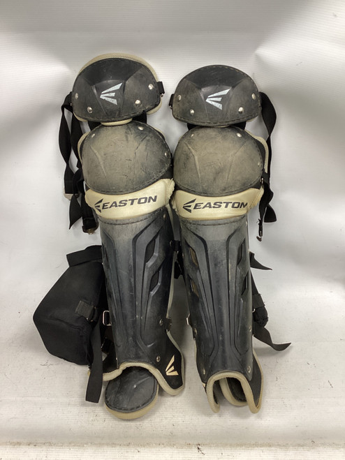 Vist Large View of Product Image Which is Used Easton INTERMEDIATE SHIN GUARDS Catchers Leg Guards Black Intermed