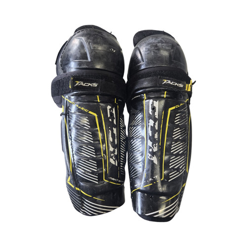 Vist Large View of Product Image Which is Used CCM CLASSIC TACK SHINS 11 Junior Shin Guards Black 11"