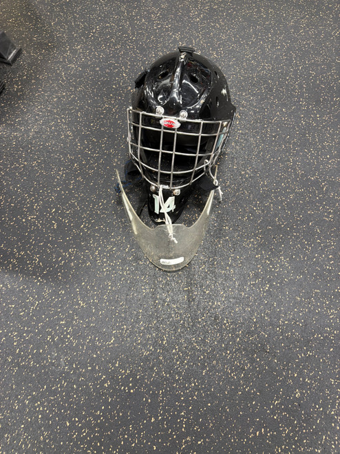 Vist Large View of Product Image Which is Used Bauer GOALIE HELMET Senior Goalie Helmet/Mask Black One Size