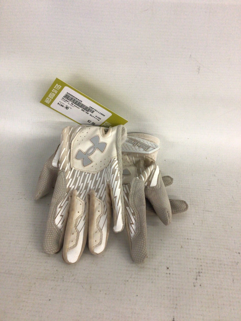 Vist Large View of Product Image Which is Used Under Armour BB/SB Batting Gloves White MD