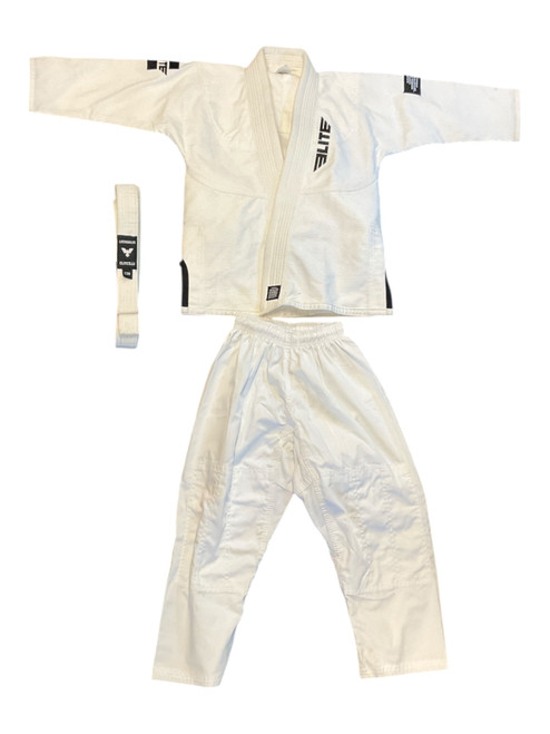 Vist Large View of Product Image Which is Used ELITE BJJ GI Martial Arts Top White Junior