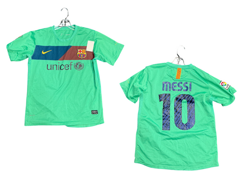 Vist Large View of Product Image Which is Used Nike BARCELONA MESSI JERSEY Soccer Top Yth Turquoise LG