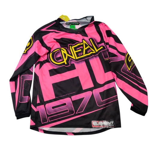 Vist Large View of Product Image Which is Used Oneal Youth Motocross Top Neon Pink Large