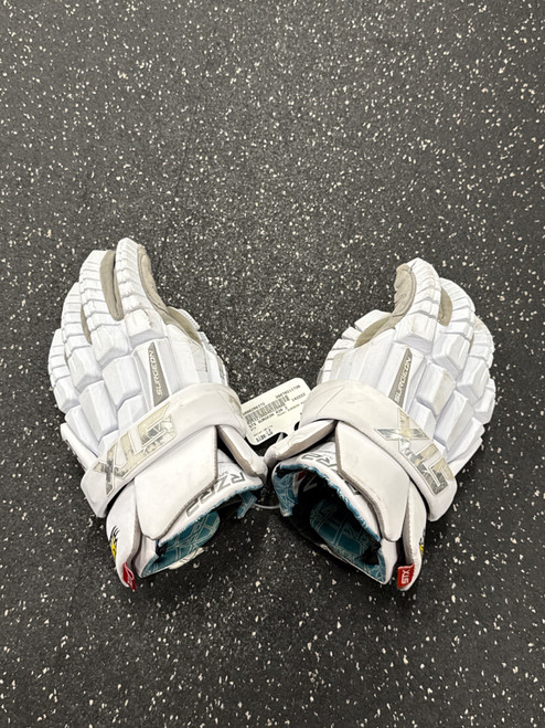 Vist Large View of Product Image Which is Used STX SURGEON RZR 2 Lacrosse Gloves Mens White LG
