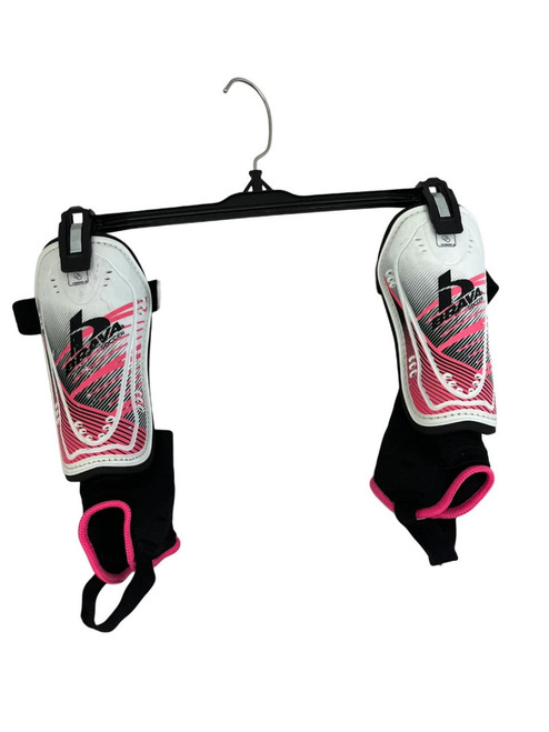 Vist Large View of Product Image Which is Used Brava Jr SM White Soccer Shin Guards 