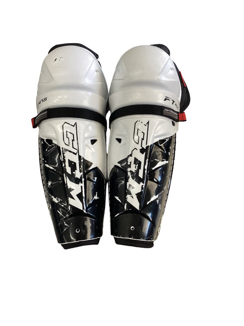 Vist Large View of Product Image Which is Used CCM FT455 Junior Shin Guards White 13"
