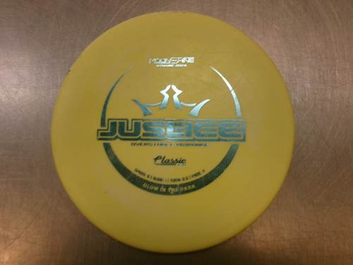 Vist Large View of Product Image Which is Used Dynamic Discs JUSTICE Disc Golf Mid Range Yellow