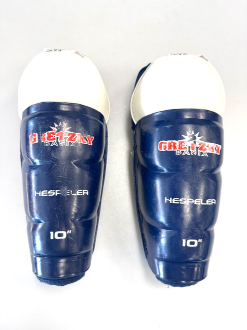 Vist Large View of Product Image Which is Used Hespeler GRETZKY BASIX Youth Shin Guards Royal Blue 10"