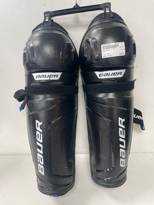 Vist Large View of Product Image Which is Used Bauer X Senior Shin Guards Black 15"