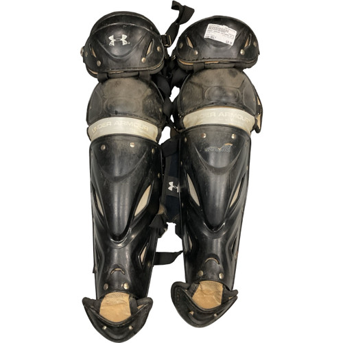 Vist Large View of Product Image Which is Used Under Armour UALG4-SRP Catchers Leg Guards Black Adult
