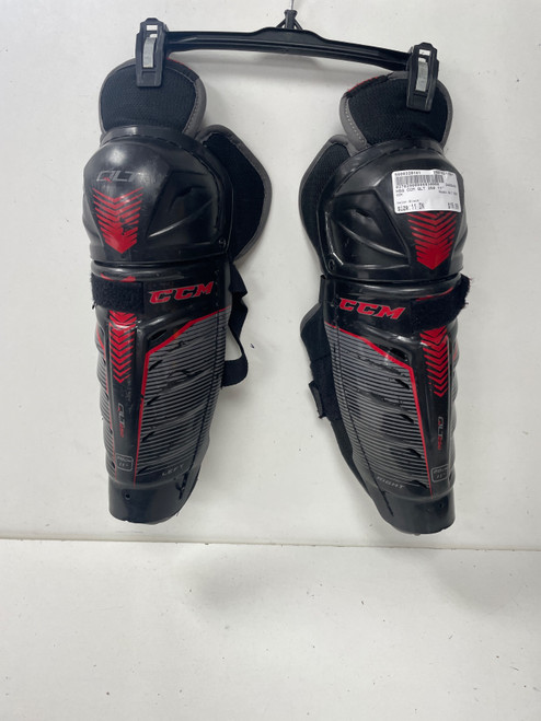 Vist Large View of Product Image Which is Used CCM QLT 250 Junior Shin Guards Black 11"