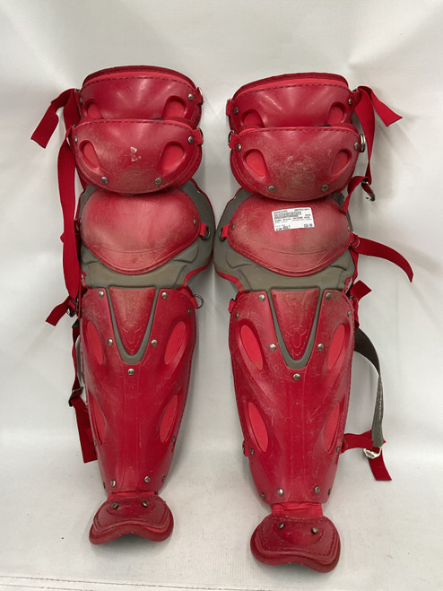 Vist Large View of Product Image Which is Used Under Armour CATCHER SHIN GUARDS Catchers Leg Guards Red Adult