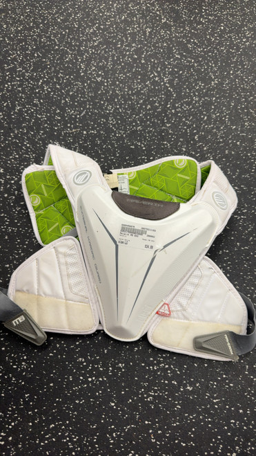 Vist Large View of Product Image Which is Used Maverik M5 EKG Lacrosse Shoulder Pads White LG