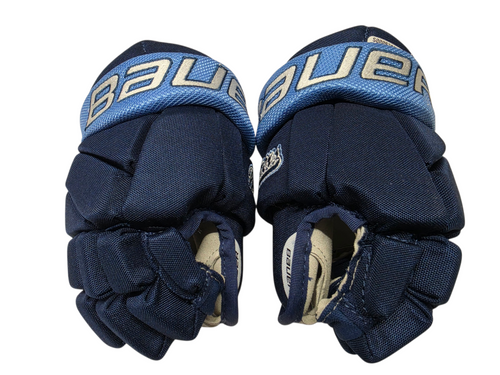 Vist Large View of Product Image Which is Used Bauer TEAM CUSTOM BLAZERS Youth Gloves Navy Blue 8"