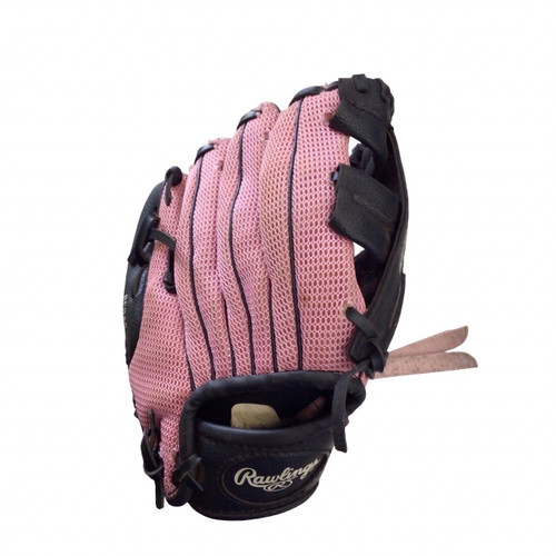 Vist Large View of Product Image Which is Used Rawlings PLAYERS SERIES BB/SB Glove RH Throw Pink 9"