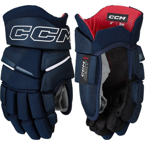 Vist Large View of Product Image Which is CCM Next 10-inch Junior Hockey Gloves, Navy Blue/White/Red