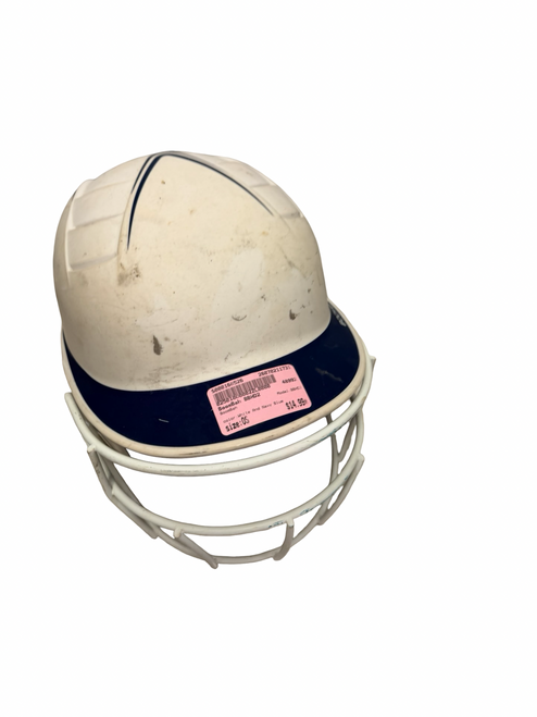 Vist Large View of Product Image Which is Used BoomBah BBHD2 Softball Batting Helmet w/Mask White And Navy Blue OSFM