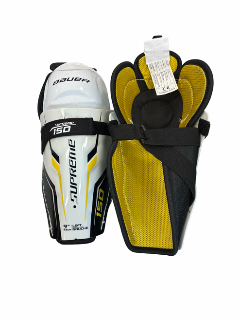 Vist Large View of Product Image Which is Used Bauer SUPREME 150 Junior Shin Guards White 9"