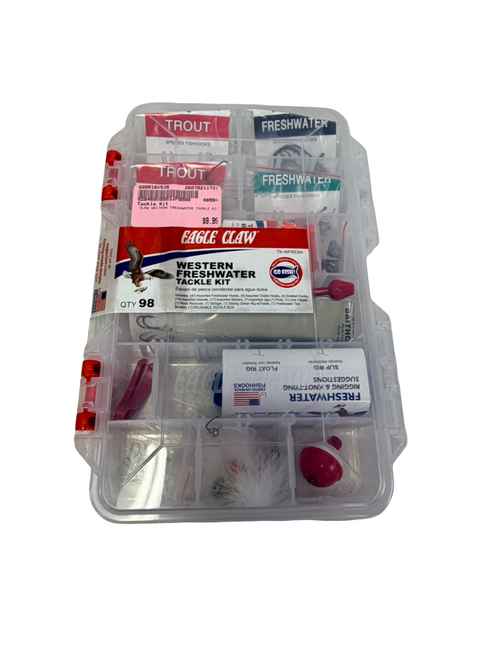 Vist Large View of Product Image Which is New EAGLE CLAW WESTERN FRESHWATER TACKLE KIT 98pc