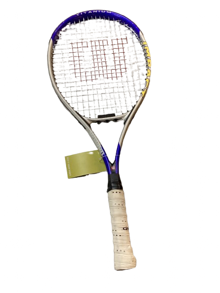 Vist Large View of Product Image Which is Used Wilson IMPACT Adult Tennis Racquet Royal Blue 4 3/8"