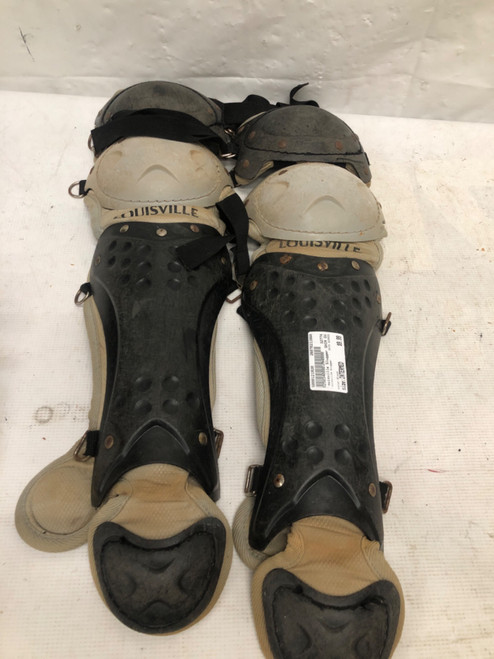 Vist Large View of Product Image Which is Used Louisville Slugger SHIN GUARDS Catchers Leg Guards Black Intermed