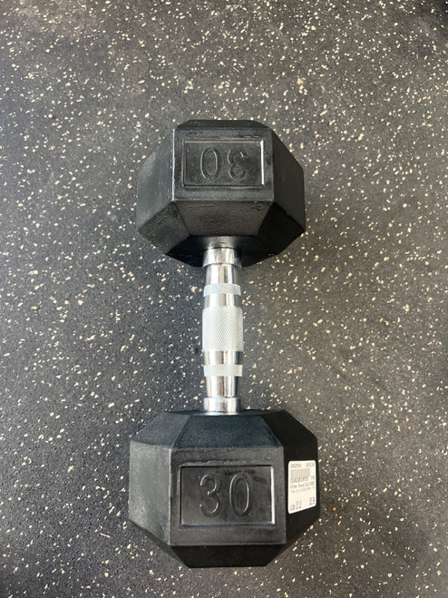 Vist Large View of Product Image Which is New 30-LB RUBBER DUMBBELL SINGLE 