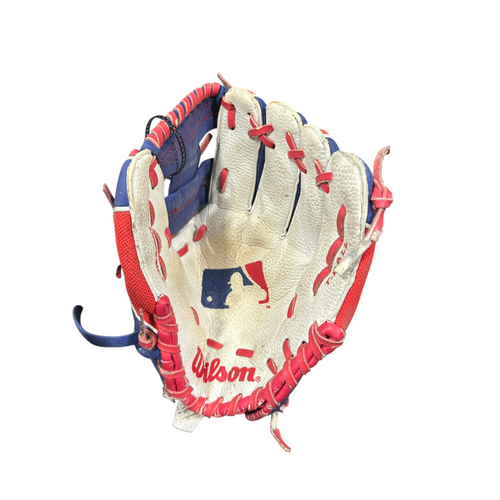 Vist Large View of Product Image Which is Used Wilson T-BALL BB/SB Glove RH Throw White 10"