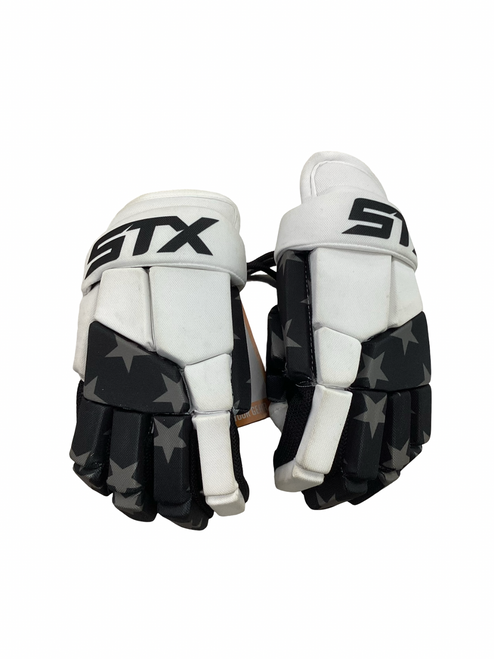 Vist Large View of Product Image Which is Used STX STALLION Lacrosse Gloves Junior White SM