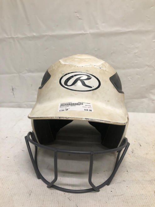 Vist Large View of Product Image Which is Used Rawlings RCFH Batting Helmet w/Mask White SM