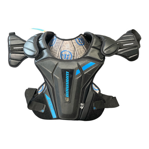 Vist Large View of Product Image Which is Used Warrior EVO Lacrosse Shoulder Pads Black LG