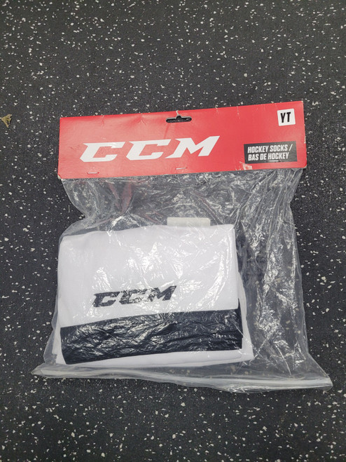Vist Large View of Product Image Which is CCM Hockey Sock White 22"
