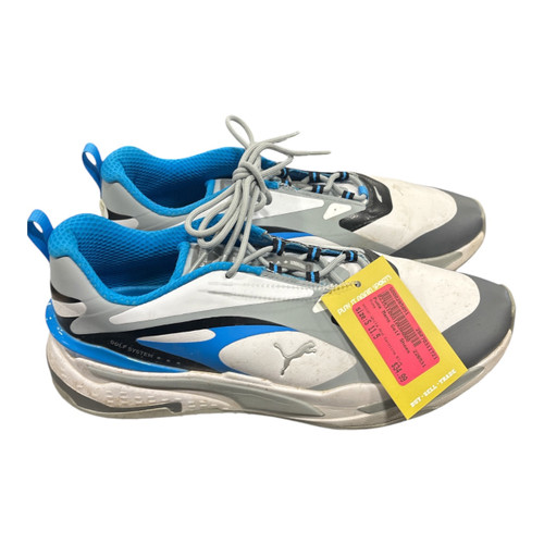 Vist Large View of Product Image Which is Used Puma Mens Golf Shoes White And Carolina Blue Senior 11.5