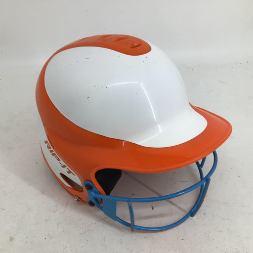 Vist Large View of Product Image Which is Used RIP-IT S/M 6 - 6 7/8 SOFTBALL HELMET W/ MASK Batting Helmet w/Mask White One Size
