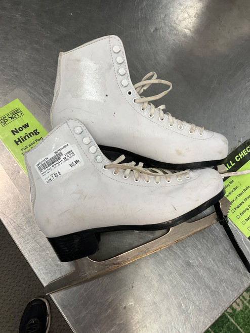 Vist Large View of Product Image Which is Used American Athletic SZ 9 FIGURE SKATES Girls Figure Skate White Youth 09.0