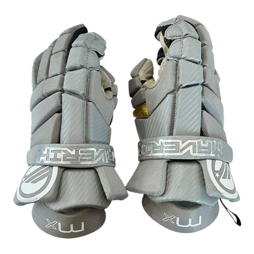 Vist Large View of Product Image Which is Used Maverik MX Lacrosse Gloves Mens Grey 16"